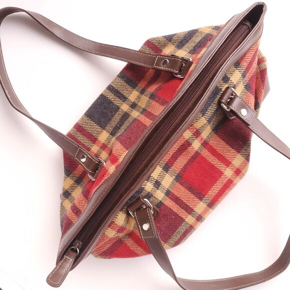 Old Country Road Wool Plaid Purse Red Beige Black Preppy Shoulder Bag Handbag - Picture 3 of 10